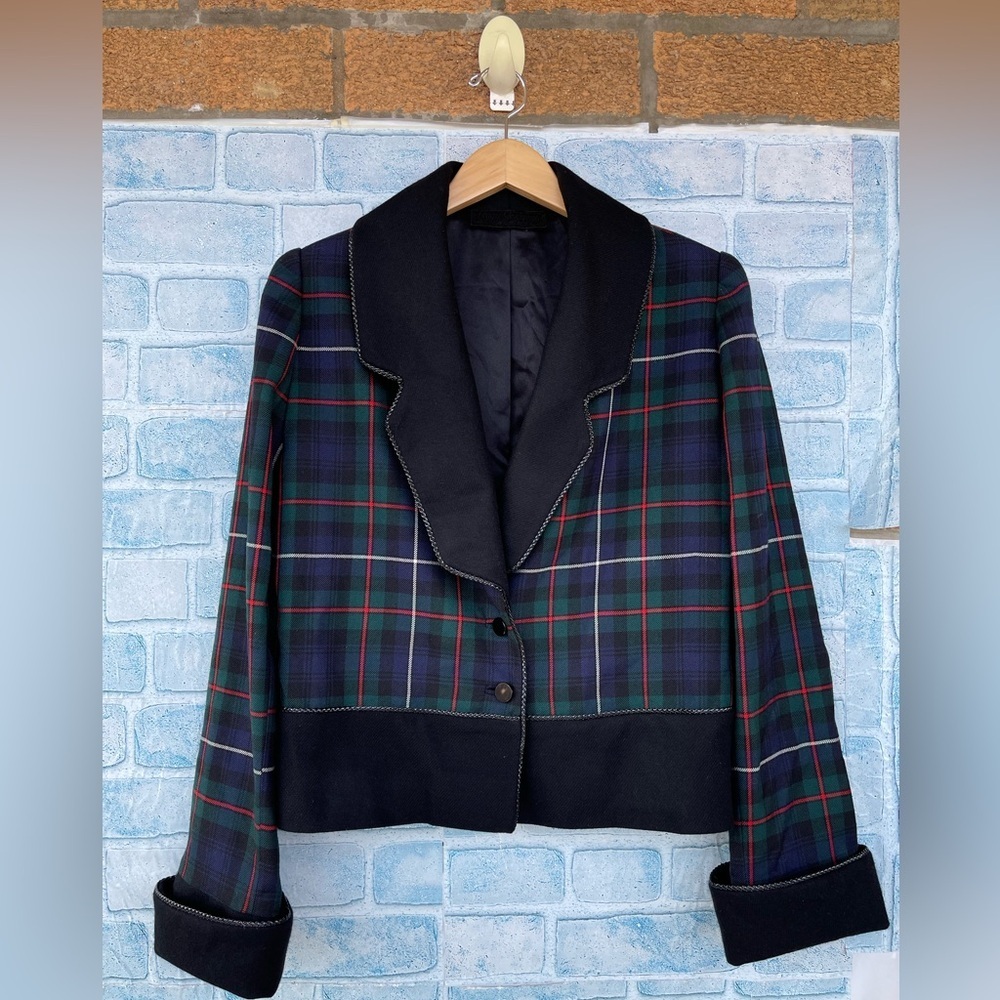 Peggy Jennings tartan plaid wool riding jacket size medium